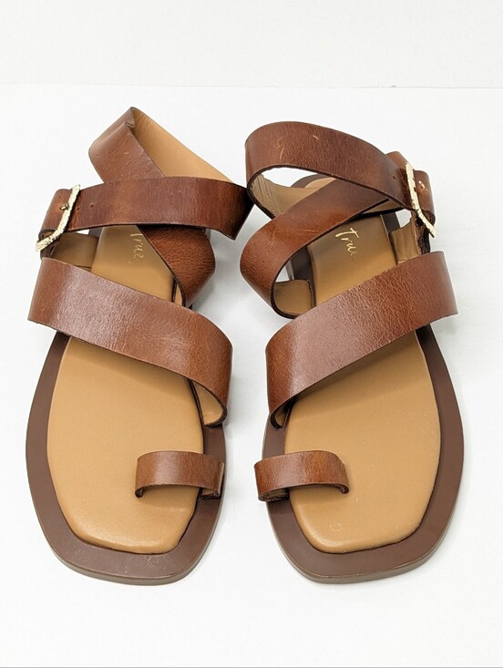 Diba True Shoes - Diba True Cite See Strappy Flat Sandals Brown Leather Women's 10